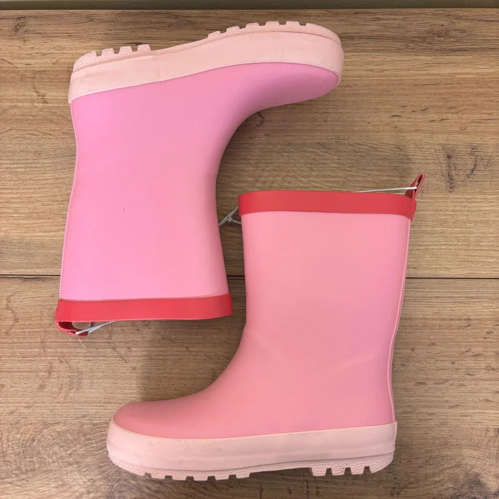HARPER CANYON Audra Rain Boots Pink Kids Size 12 Waterproof Rubber Slip On